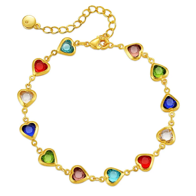 Wholesale Candy Color Glass Sweet Copper Bracelet