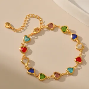 Wholesale Candy Color Glass Sweet Copper Bracelet