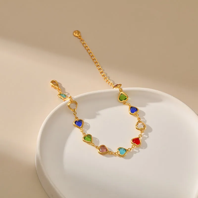 Wholesale Candy Color Glass Sweet Copper Bracelet