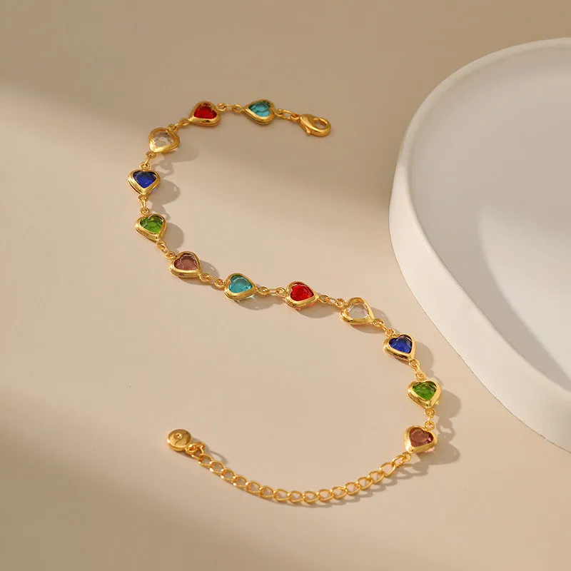 Wholesale Candy Color Glass Sweet Copper Bracelet