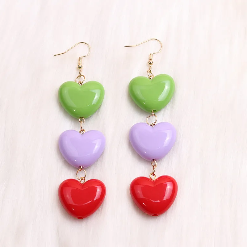 Wholesale Candy Color Heart Acrylic Earrings