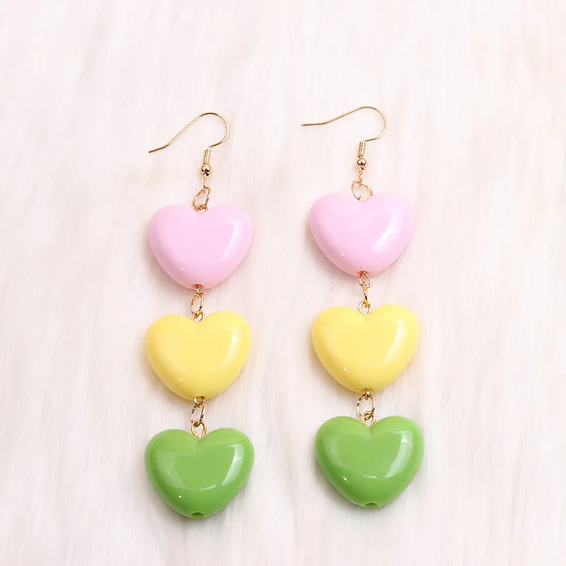Wholesale Candy Color Heart Acrylic Earrings