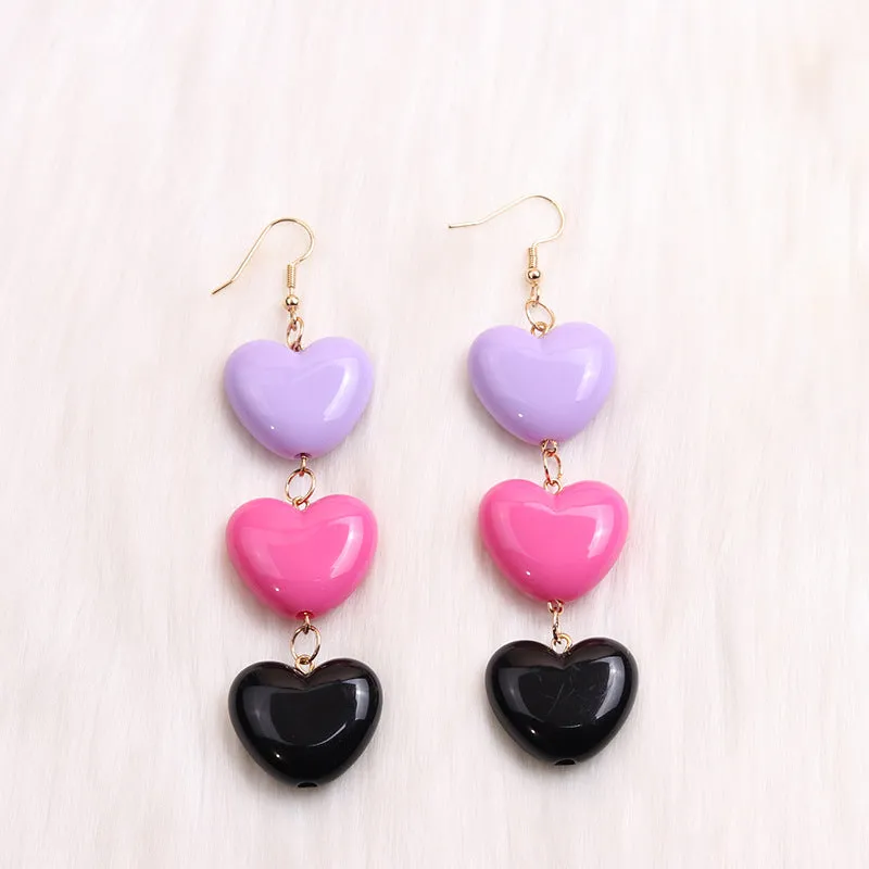 Wholesale Candy Color Heart Acrylic Earrings