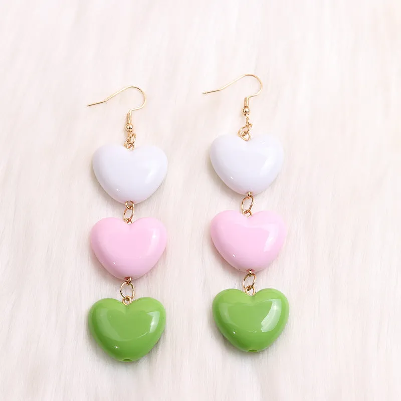 Wholesale Candy Color Heart Acrylic Earrings