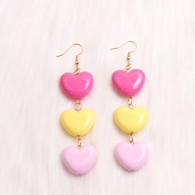 Wholesale Candy Color Heart Acrylic Earrings