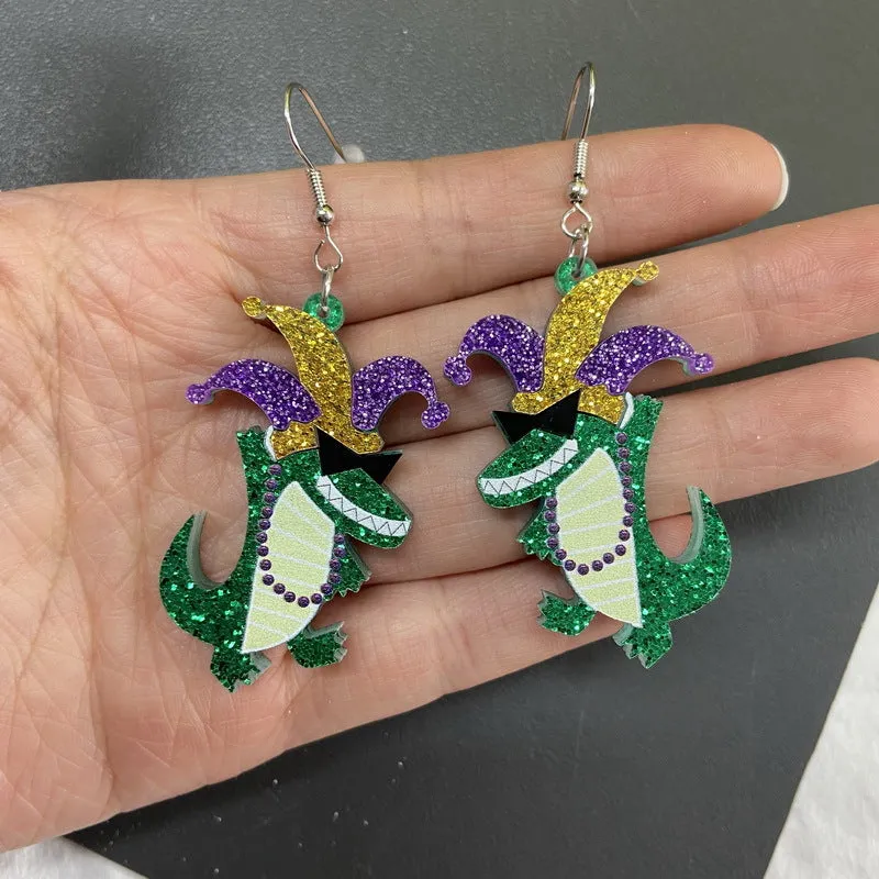 Wholesale Carnival Crown Clown Hat Sequin Lobster Crocodile Acrylic Earrings