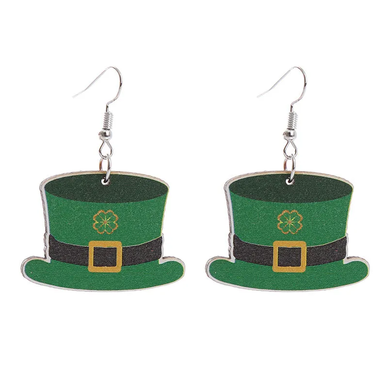 Wholesale Carnival Rainbow Truck Clown Hat Wooden  Mardi Gras Earrings