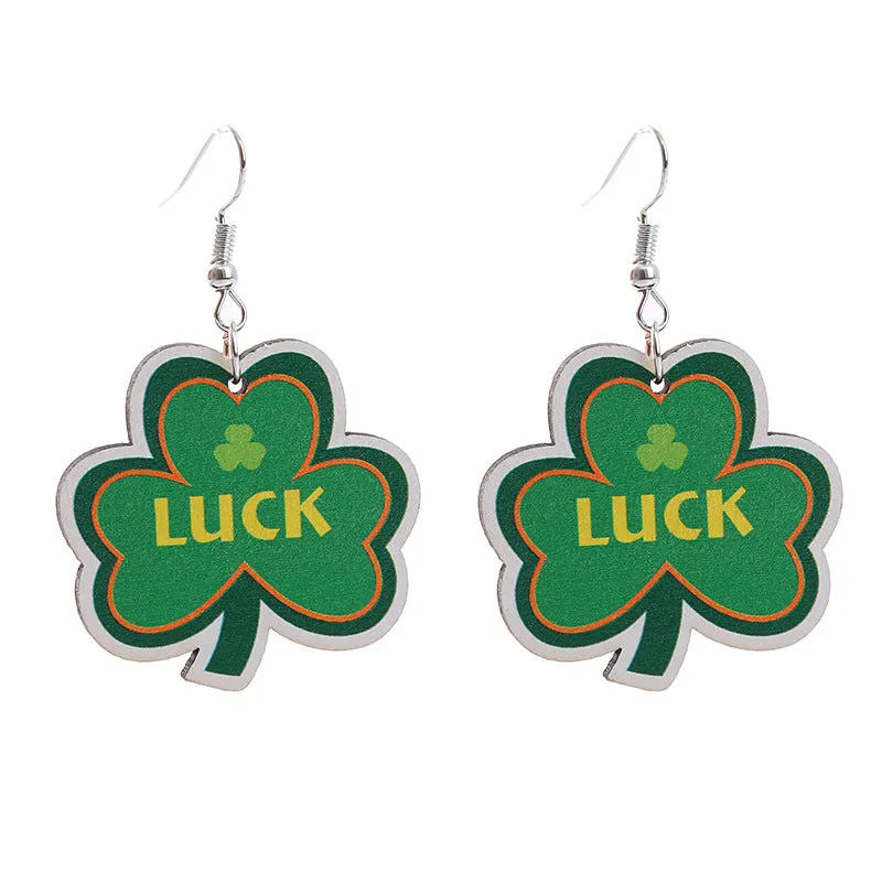 Wholesale Carnival Rainbow Truck Clown Hat Wooden  Mardi Gras Earrings