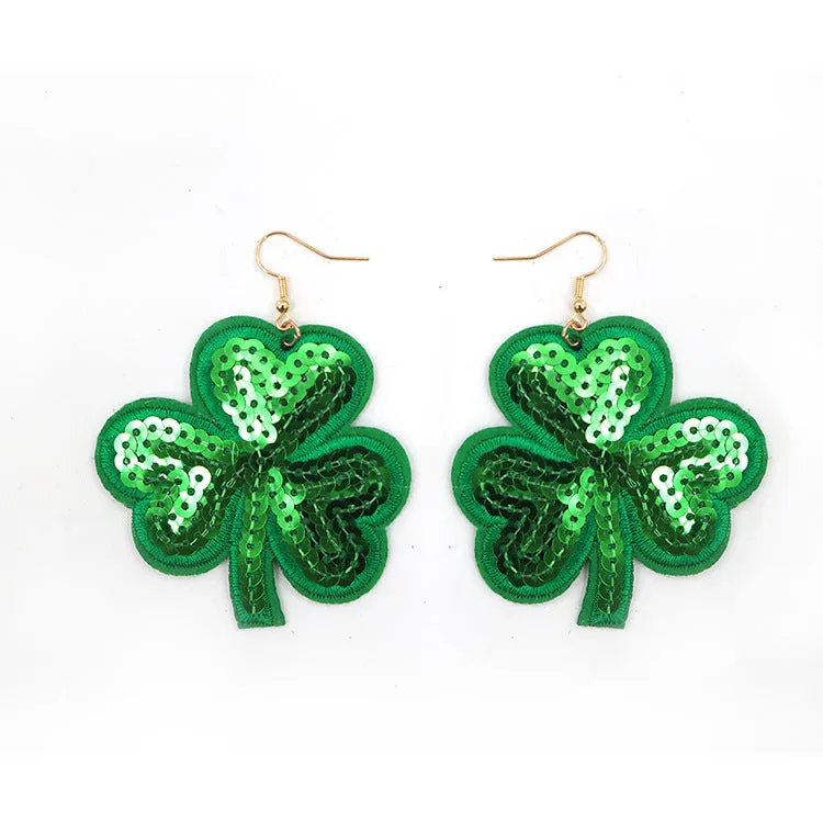 Wholesale Carnival Sequin Gold Purple Green Feather Accessories Earrings