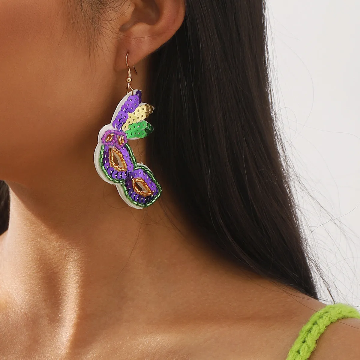Wholesale Carnival St. Patrick's Day Mask Boots Tassel Earrings