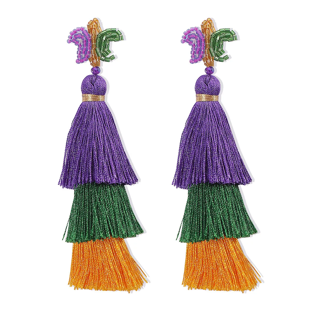 Wholesale Carnival St. Patrick's Day Mask Boots Tassel Earrings