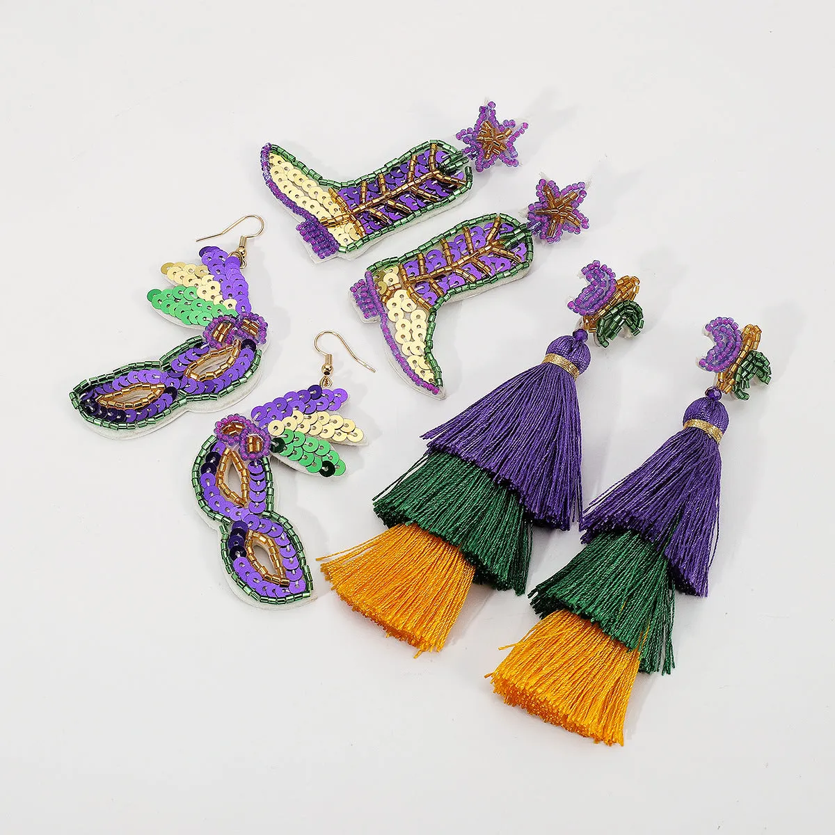 Wholesale Carnival St. Patrick's Day Mask Boots Tassel Earrings