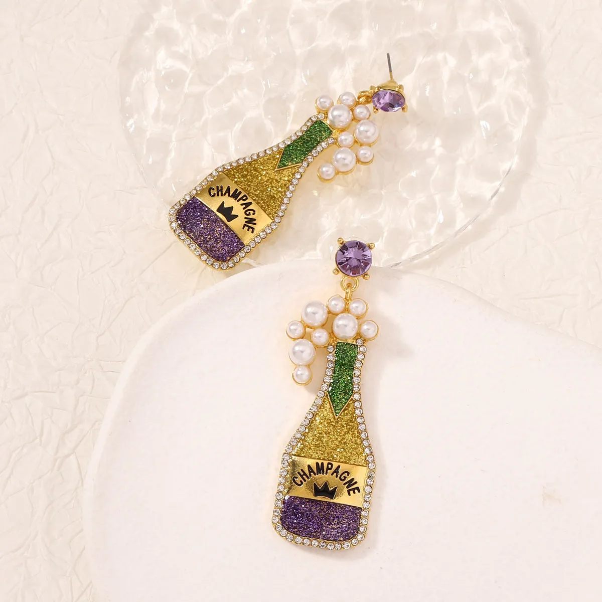 Wholesale Carnival Wine Bottle Zinc Alloy  Mardi Gras Earrings