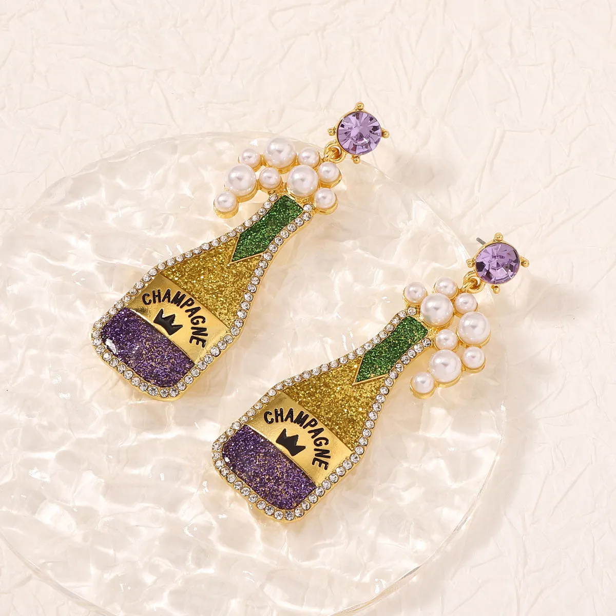 Wholesale Carnival Wine Bottle Zinc Alloy  Mardi Gras Earrings