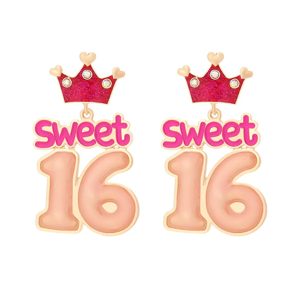Wholesale Cartoon Enamel Crown Birthday Zinc Alloy Earrings