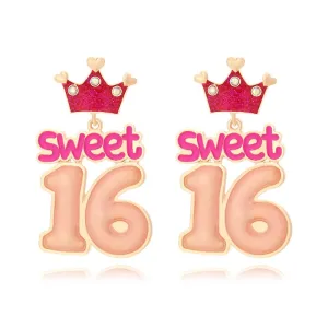 Wholesale Cartoon Enamel Crown Birthday Zinc Alloy Earrings