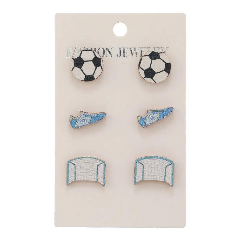 Wholesale Cartoon Football Set Earrings
