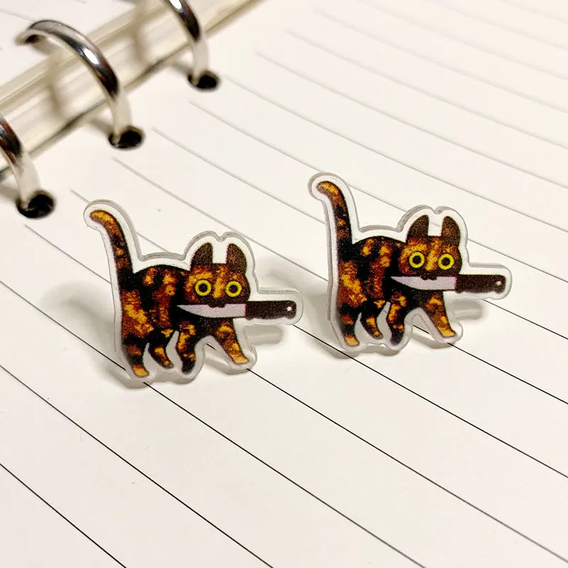 Wholesale Cat Acrylic Halloween Earrings