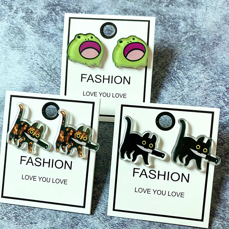 Wholesale Cat Acrylic Halloween Earrings