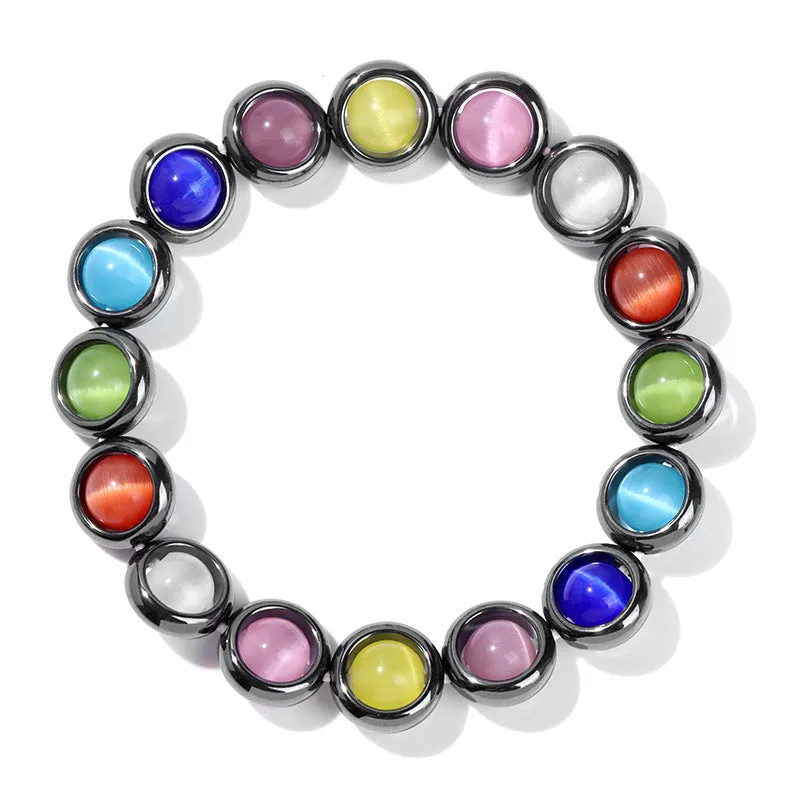 Wholesale Cat's Eye Beads Black Gallstone Donut Bracelet
