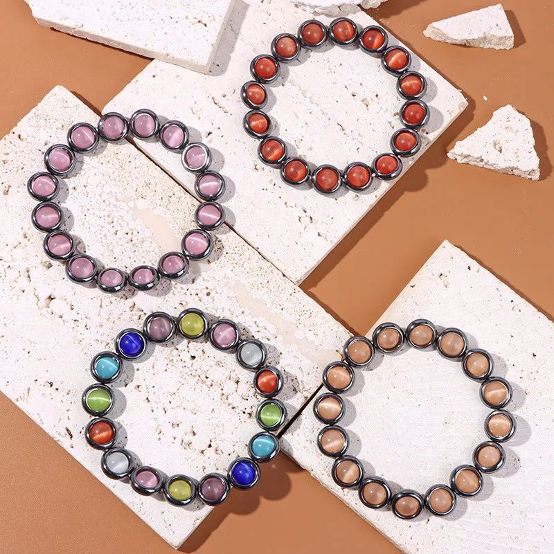Wholesale Cat's Eye Beads Black Gallstone Donut Bracelet