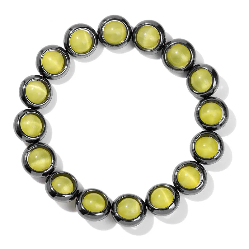 Wholesale Cat's Eye Beads Black Gallstone Donut Bracelet