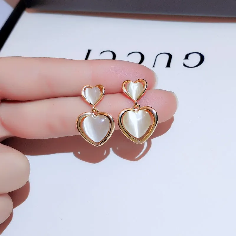 Wholesale Cat's Eye Stone Love Flower 925 Silver Needle Earrings