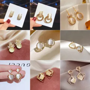 Wholesale Cat's Eye Stone Love Flower 925 Silver Needle Earrings
