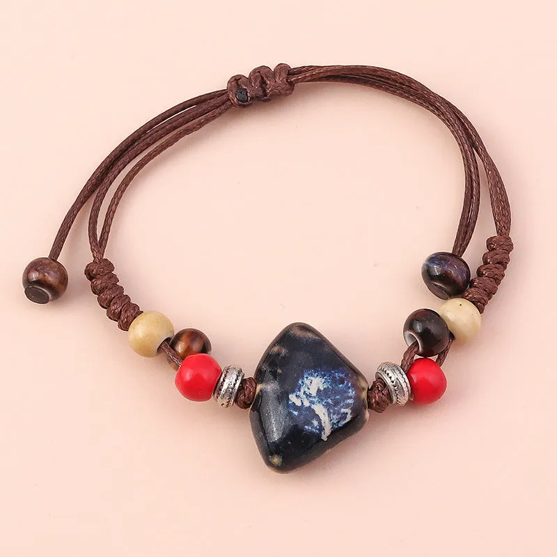 Wholesale Ceramic Fan Adjustable Beaded Bracelet