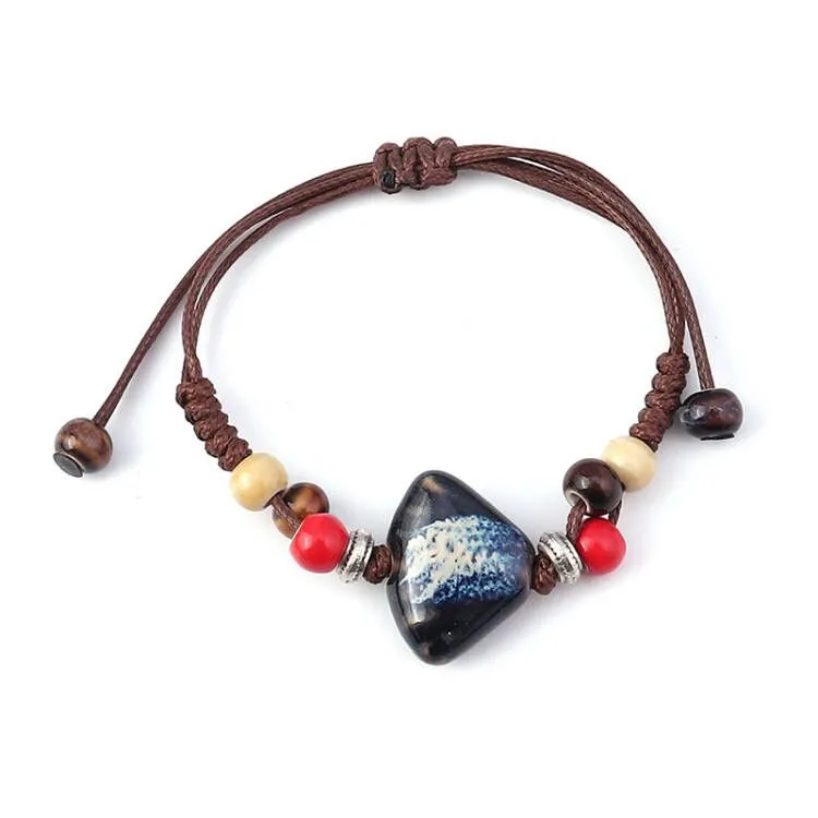 Wholesale Ceramic Fan Adjustable Beaded Bracelet