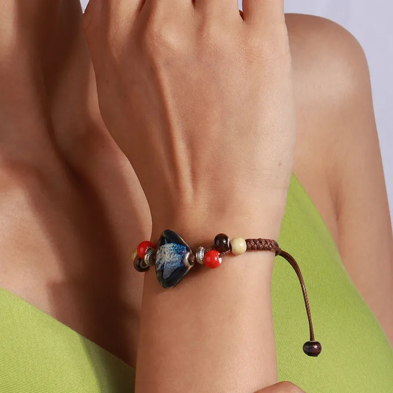 Wholesale Ceramic Fan Adjustable Beaded Bracelet
