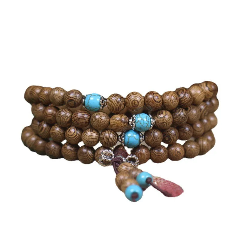 Wholesale Chicken wing wood with spacer beads 108 beads wooden bracelet