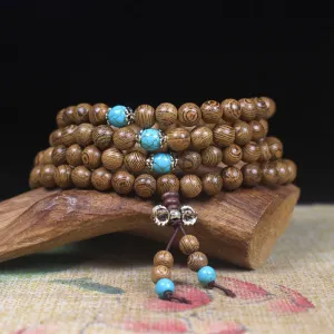 Wholesale Chicken wing wood with spacer beads 108 beads wooden bracelet