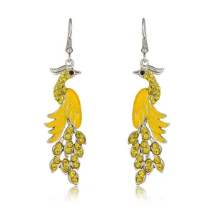 Wholesale Chinese Style Diamond Studded Texture Peacock Retro Earrings