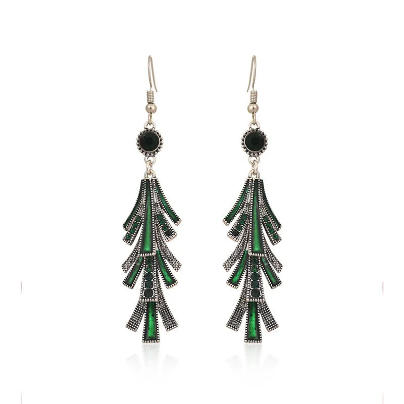 Wholesale Chinese Style Long Alloy Tassel Oil Drop Cold Style Retro Earrings