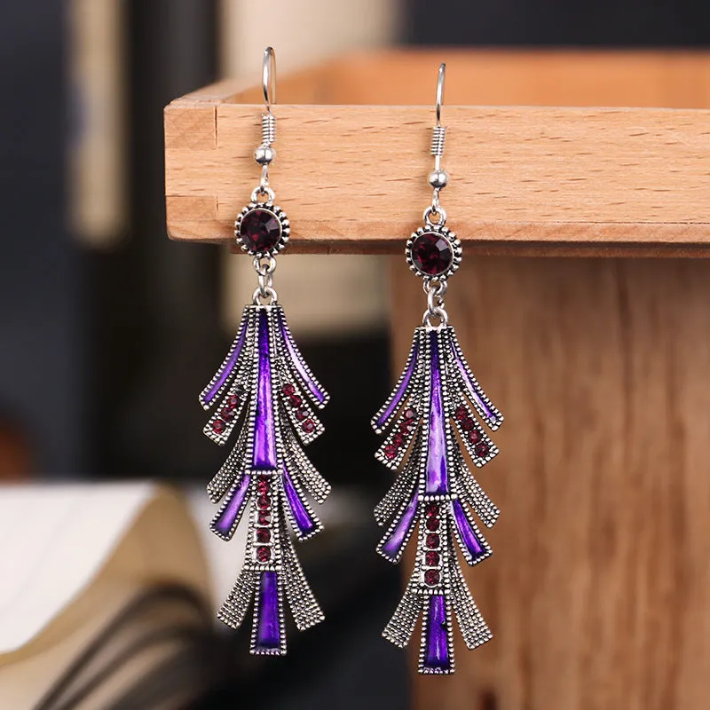Wholesale Chinese Style Long Alloy Tassel Oil Drop Cold Style Retro Earrings