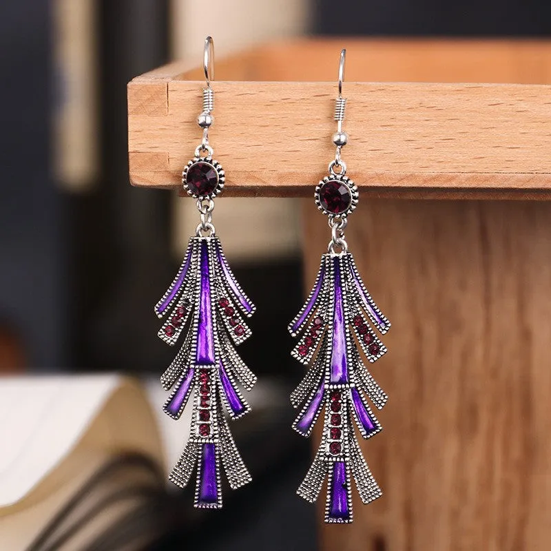 Wholesale Chinese Style Long Alloy Tassel Oil Drop Cold Style Retro Earrings