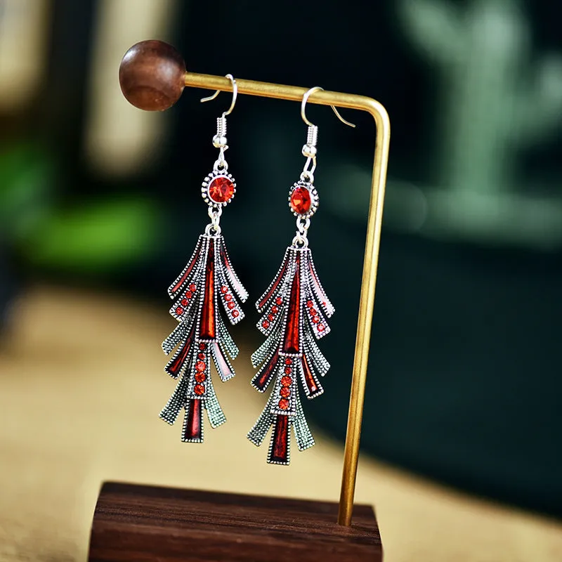 Wholesale Chinese Style Long Alloy Tassel Oil Drop Cold Style Retro Earrings