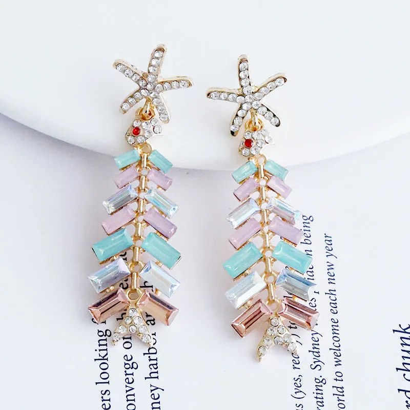 Wholesale Christmas Alloy Diamond Christmas Tree Earrings