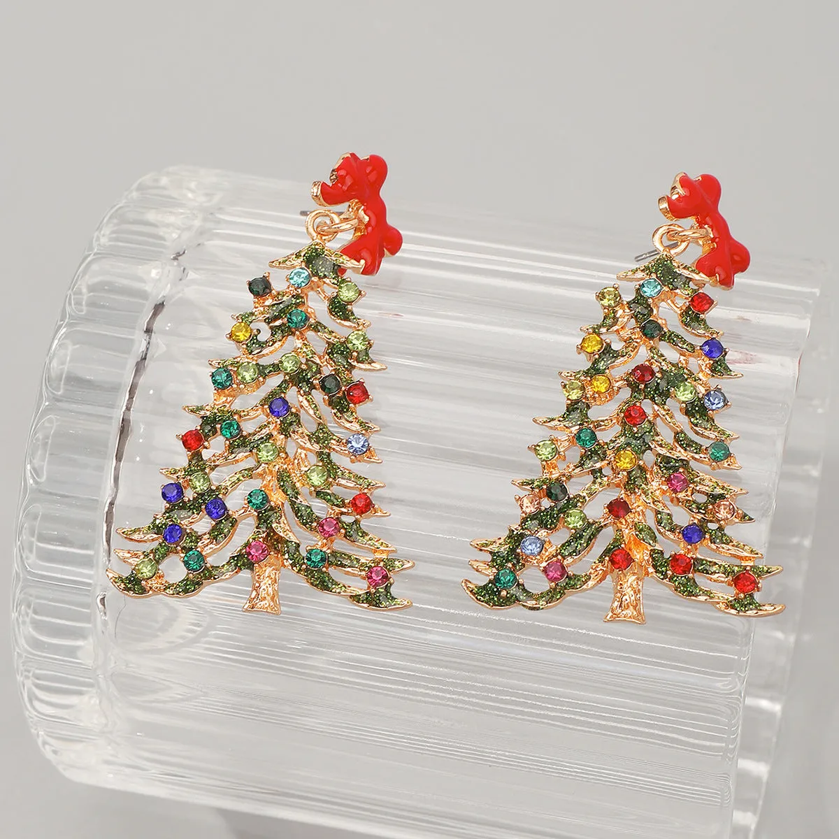 Wholesale Christmas Diamond Pearl Christmas Tree Star Earrings