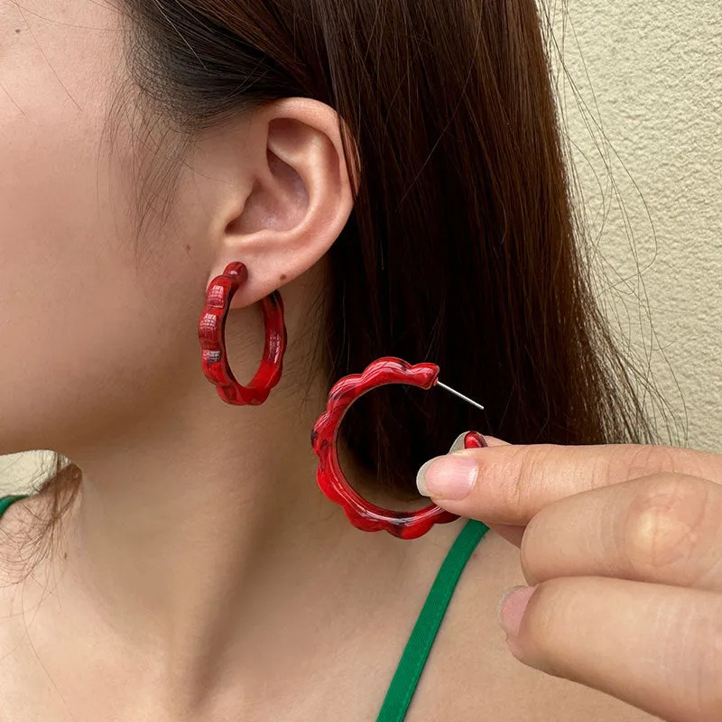 Wholesale Christmas Earrings Vintage Burgundy Acrylic Earrings