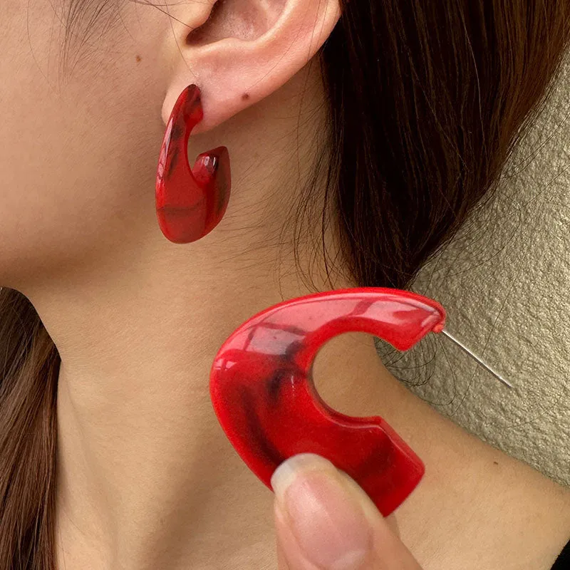Wholesale Christmas Earrings Vintage Burgundy Acrylic Earrings