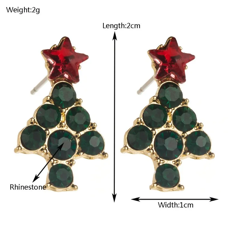 Wholesale Christmas Fashion Elk Christmas Tree Diamond Inlaid Three-dimensional Cartoon Holiday Earrings