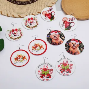 Wholesale Christmas Fashion Log Print Bell Earrings