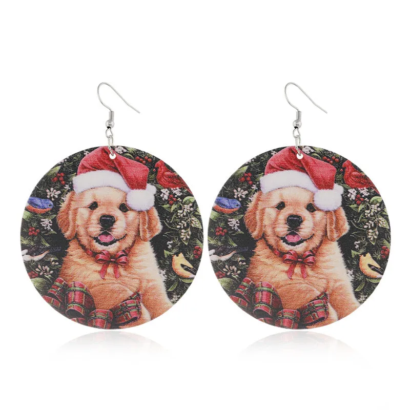 Wholesale Christmas Fashion Log Print Bell Earrings