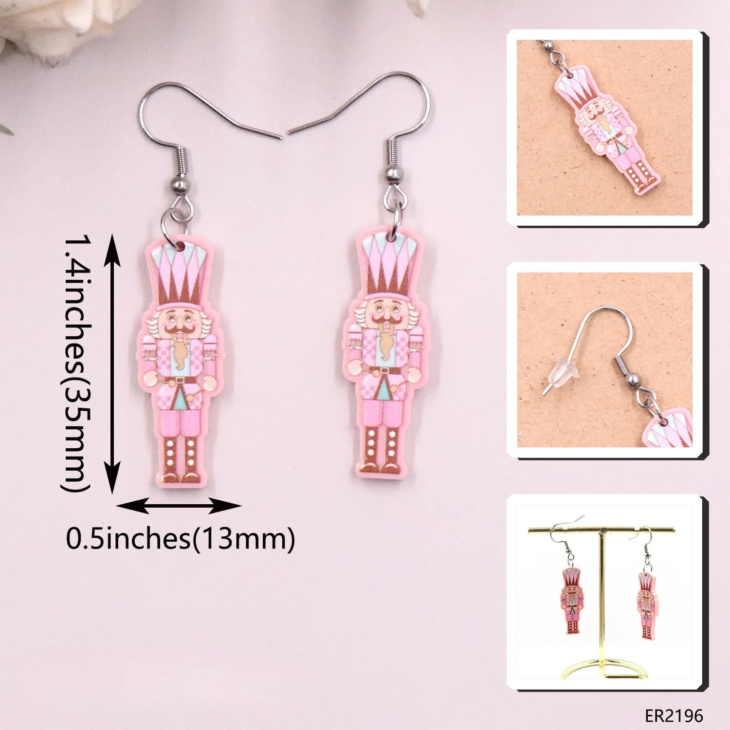 Wholesale Christmas Knight Pink Acrylic Earrings