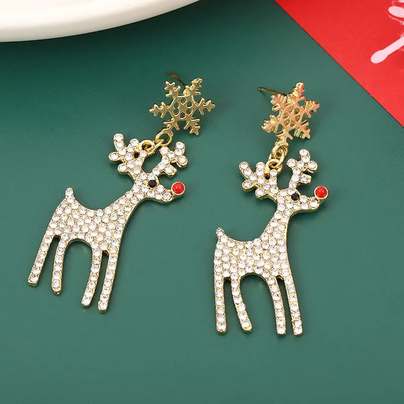 Wholesale Christmas Light Luxury Snowflake Elk Earrings