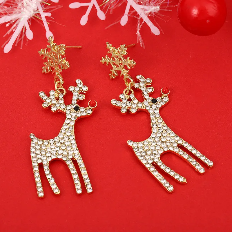 Wholesale Christmas Light Luxury Snowflake Elk Earrings