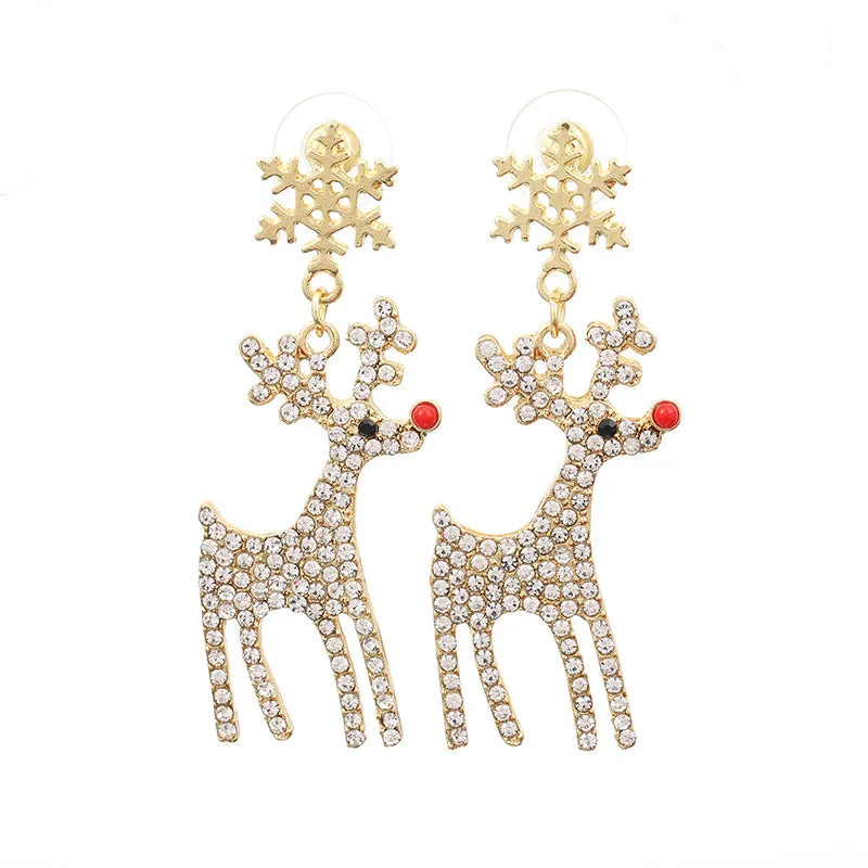Wholesale Christmas Light Luxury Snowflake Elk Earrings