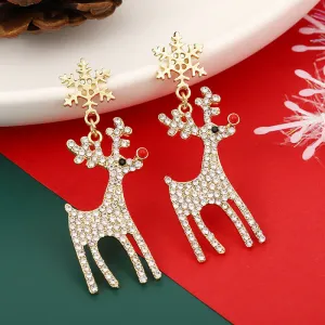 Wholesale Christmas Light Luxury Snowflake Elk Earrings
